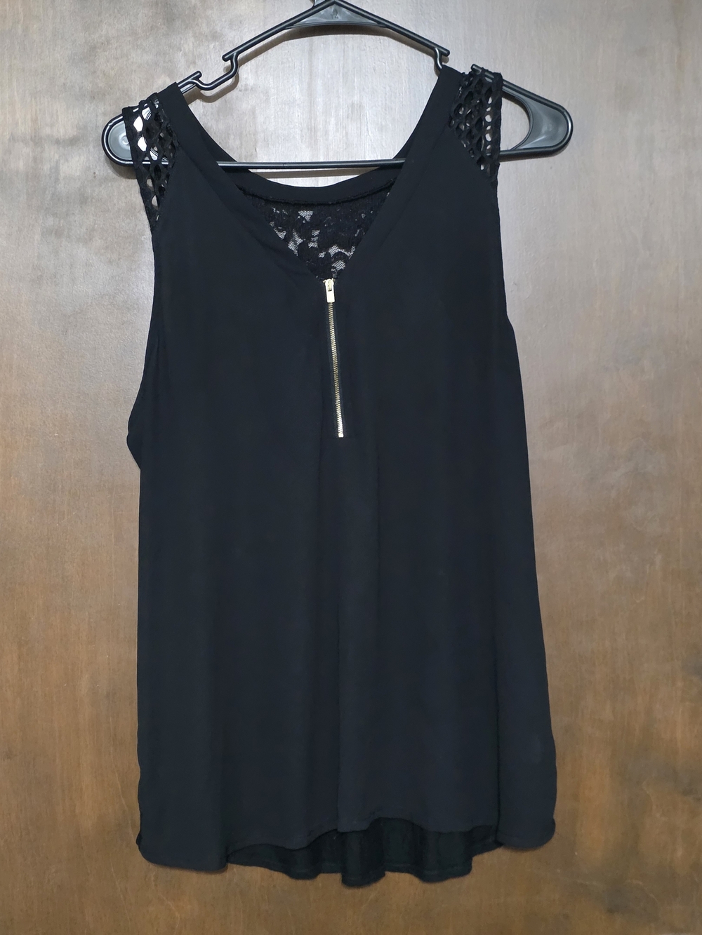 Express Black Sleeveless Lace-Back Zip-Front Camisole